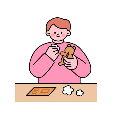 One day class workshop. People are learning new skills. Teddy Bear Workshopのイラスト素材