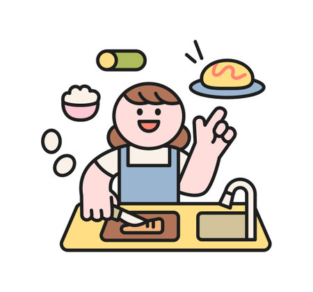 One day class workshop. People are learning new skills. Illustration of geometric design. cooking classのイラスト素材