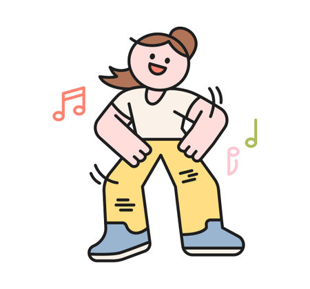 Hobby class. A girl is learning to dance.のイラスト素材