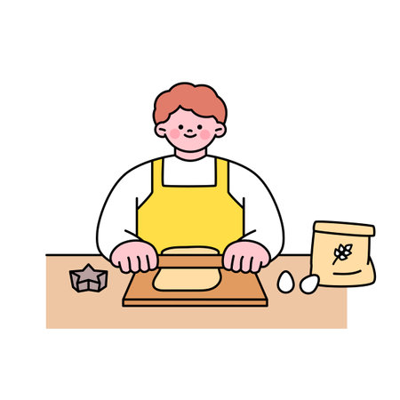 One day class workshop. People are learning new skills. Baking.のイラスト素材