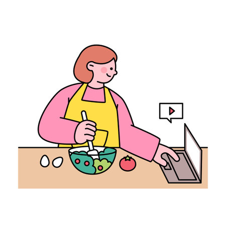 One day class workshop. People are learning new skills. cooking classのイラスト素材