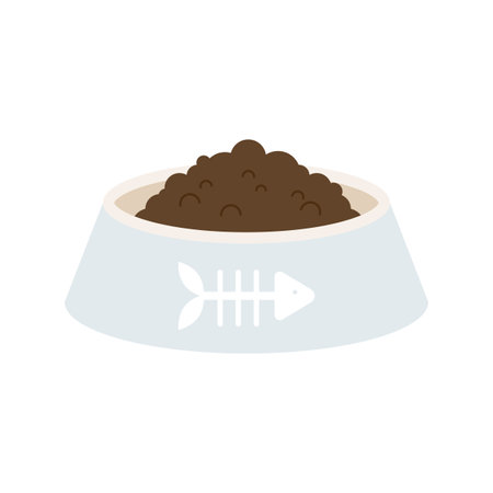 cat supplies. Cat food bowl.のイラスト素材