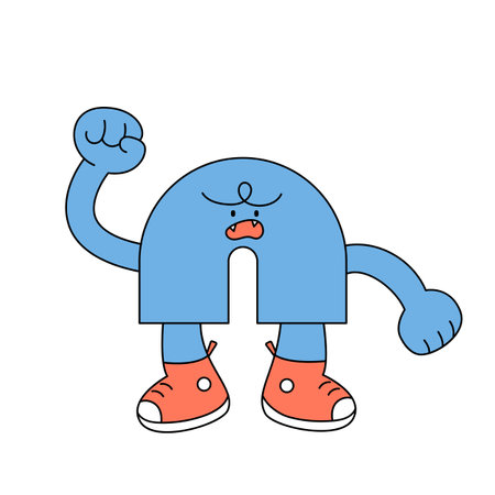 Cute shape character. The arch figure is angry.のイラスト素材