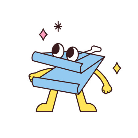 Cute school supplies characters. The paper clip is opening its big mouth.のイラスト素材