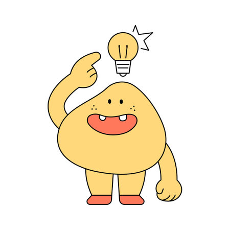 Cute shape character. The soft-looking figure is coming up with an idea.のイラスト素材
