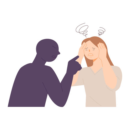 A woman is being blamed from someone's shadow. simple vector illustration.のイラスト素材