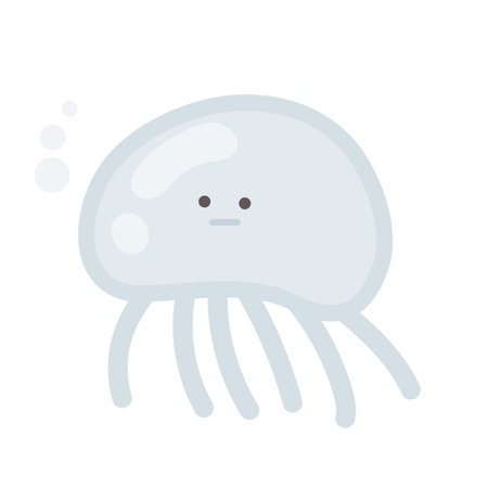 sea life illustration. Jellyfish with a cute face.のイラスト素材