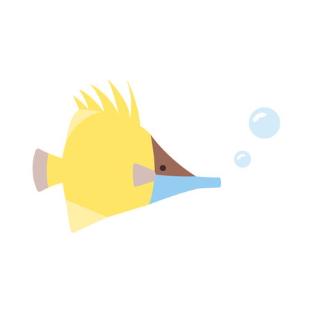 Tropical fish drawing. flat vector illustration.のイラスト素材