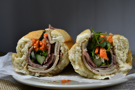 Banh mi sandwich is Vietnamese foodの写真素材