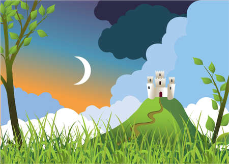 Standing alone fortress on a hillのイラスト素材