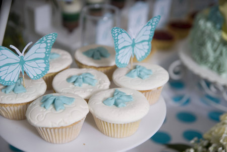 tasty sweets standing on a tray expecting when will eat themの写真素材