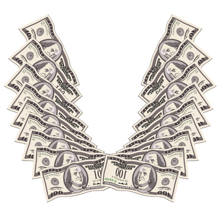 Wings made of banknotes are to successのイラスト素材