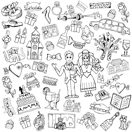 set of wedding pictures for decoration picturesのイラスト素材