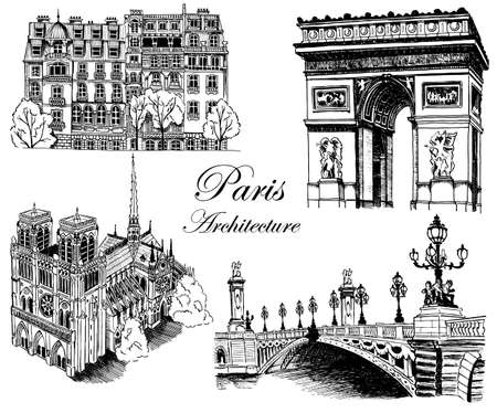 Architectural sights of Paris.のイラスト素材