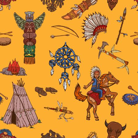 Indians of North America and their way of lifeのイラスト素材