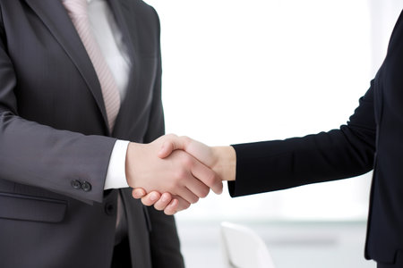 Business people shaking hands, finishing up a meeting. Business concept. Generative AIの素材