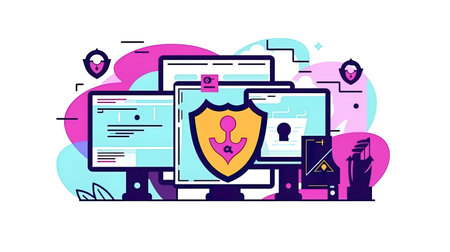 Cyber security concept. Modern flat design vector illustration concept for website and mobile website development. Ai-generated.の素材