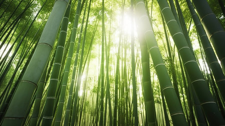Bamboo forest at Arashiyama, Kyoto, Japan. AI generatedの素材