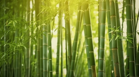 Green bamboo forest in the morning light. Natural background. Nature concept. AI generated AI generatedの素材