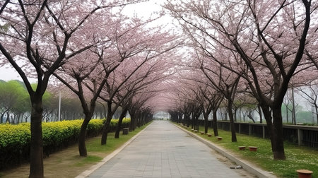 Cherry blossoms in full bloom AI generatedの素材