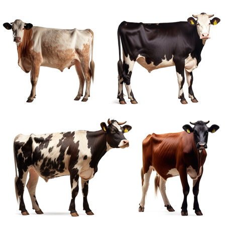 Set of cows isolated on a white background. Collection of cows. AI-Generatedの素材