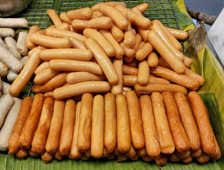 Deep fried sausages, Thai Snackの写真素材