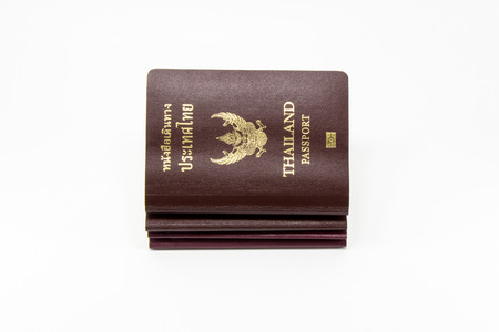 thai passport on white backgroundの写真素材