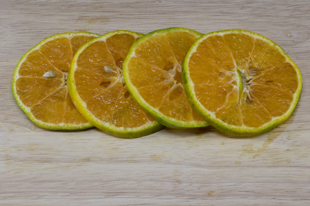slice thai orange on wood boardの写真素材