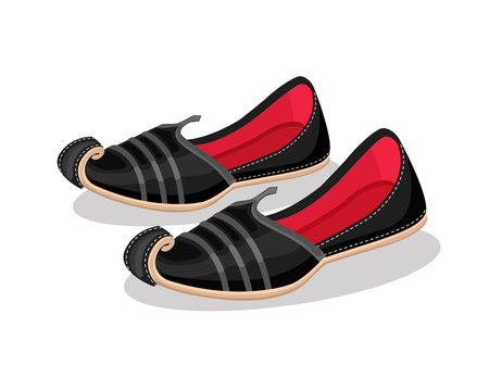 Traditional Indian Punjabi Culture with Designing Leather man (shoes) jutti isolated on white background. The traditional footwear of North India.のイラスト素材