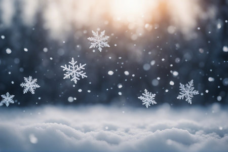Winter background with snowflakes. Christmas and New Year background.の素材