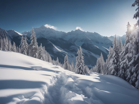 Winter in the swiss alps, Switzerland ( HDR image )の素材