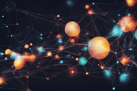 Abstract technology background with connection lines and dots. 3D Renderingの素材