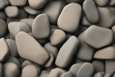 3d rendering of a pile of gray pebbles. Abstract backgroundの素材