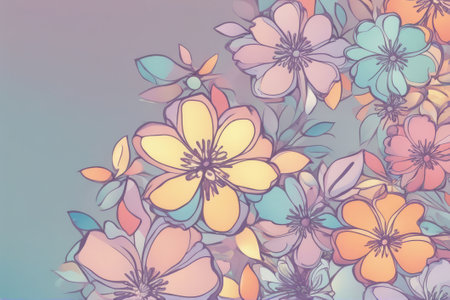 Abstract floral background with flowers in pastel colors. Vector illustration.の素材