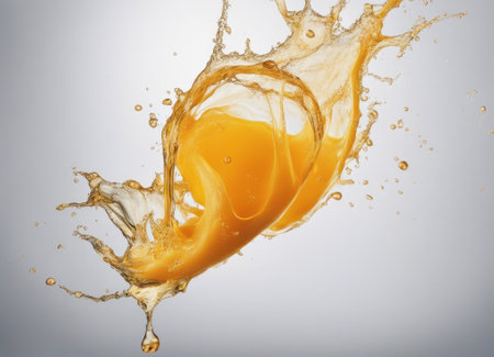 orange juice splash isolated on white backgroundの素材