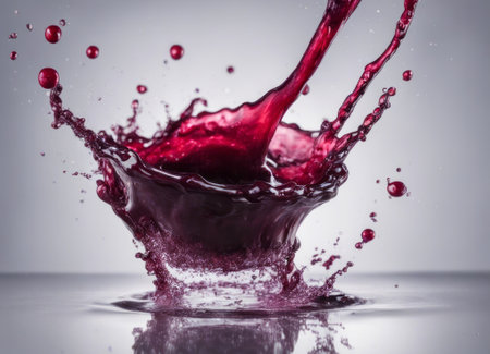 splash of red wine isolated on a white background. studio shotの素材