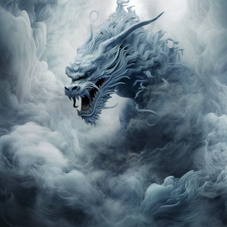 dragon in the smoke, 3d illustration, computer generated, backgroundの素材