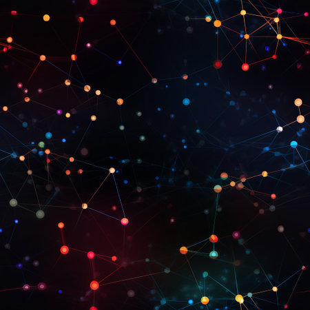 Abstract polygonal space low poly dark background with connecting dots and linesの素材