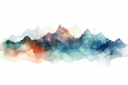 Abstract watercolor mountain background. Digital art painting. Vector illustration.の素材