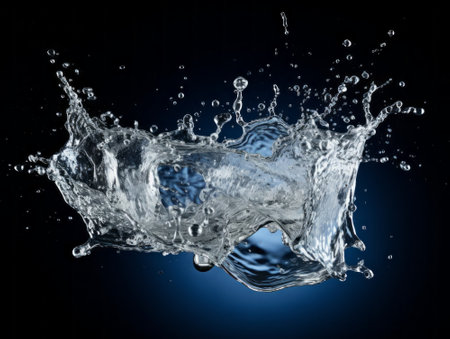 Water splash isolated on black background.の素材