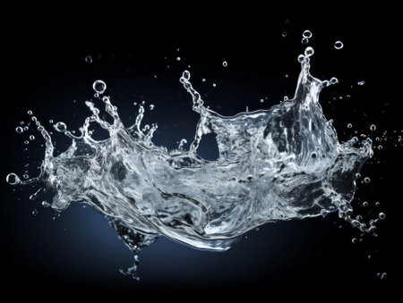 Water splash isolated on black background.の素材