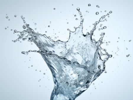 water splash isolated on white background, water drops, water splashingの素材