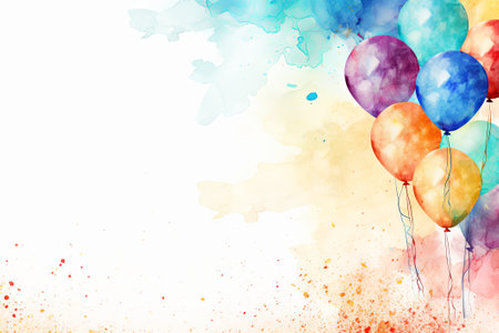 Watercolor background with colorful balloons. Watercolor background for your design.の素材