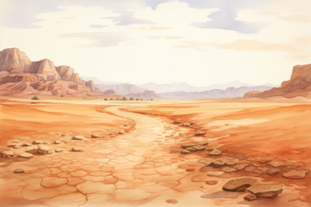 Landscape of the Sahara desert in Egypt. Digital painting style.の素材