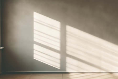 Sunlight and shadow on wall in empty room. 3D renderingの素材
