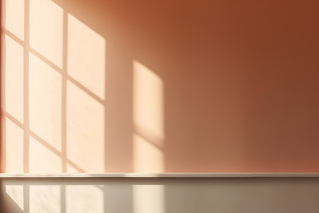 Empty room with window and sunlight. 3d render illustration mock upの素材