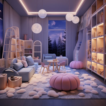 3d render of children's room in scandinavian styleの素材