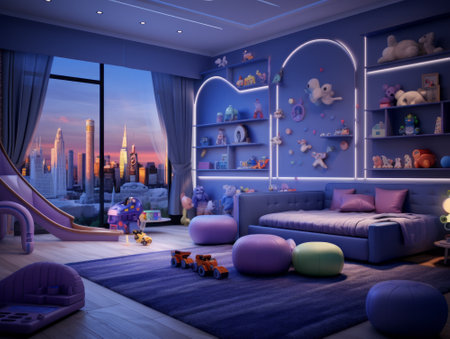 Children's room in the style of a fairy tale. 3d renderingの素材