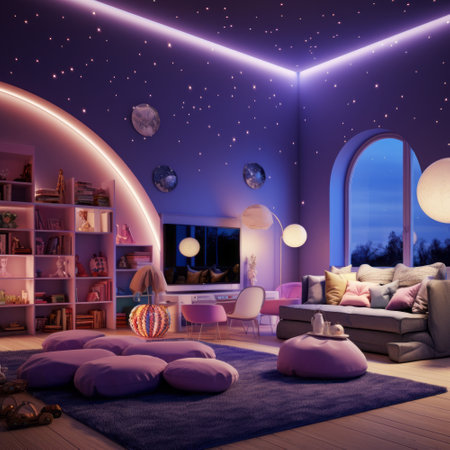 Interior of a childrens room. Night. 3D renderingの素材
