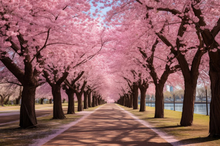 Cherry blossoms in full bloom in Washington DC, USA.の素材